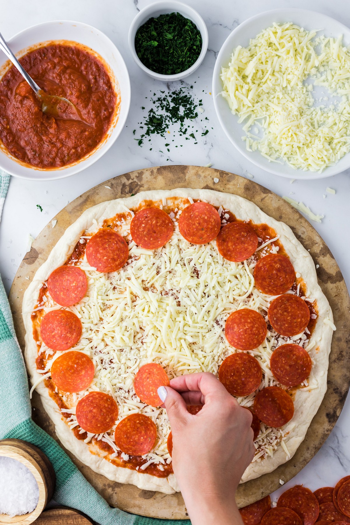 Founder working with pizza dough