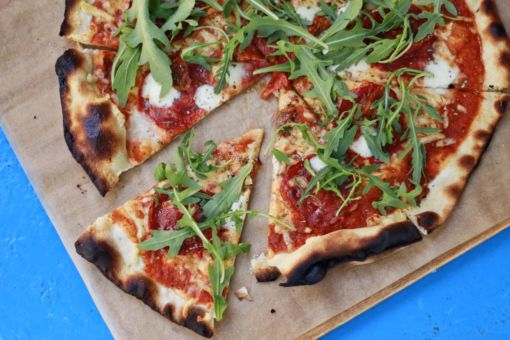 Close up on pizza toppings